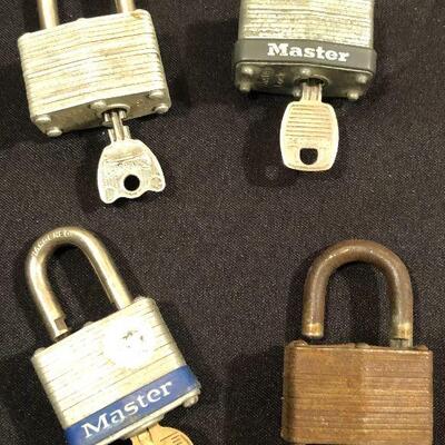 #201 4 master Locks with Keys 