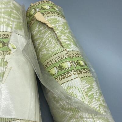 3 Rolls of Green Vintage Wallpaper Imperial Wallcoverings 72sq ft per roll YD#011-1120-00039