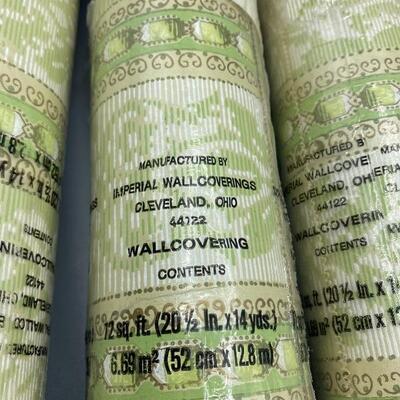 3 Rolls of Green Vintage Wallpaper Imperial Wallcoverings 72sq ft per roll YD#011-1120-00039