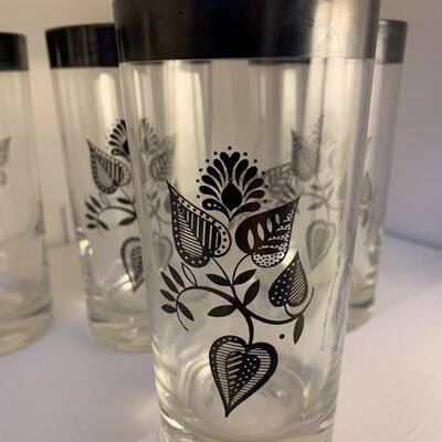 George Briard Set of 6 Glasses with Silver Plate Rim