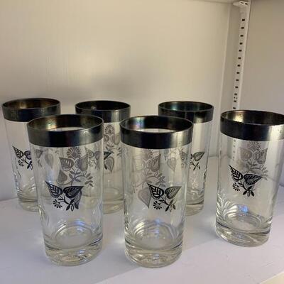 George Briard Set of 6 Glasses with Silver Plate Rim