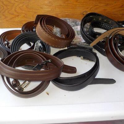 8 Brand new 52 inch leather belts with buckles.