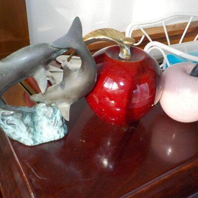 Dolphin art and 2 teacher apples.