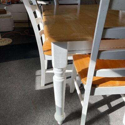 215: White and Oak Top Farm Table and Chairs