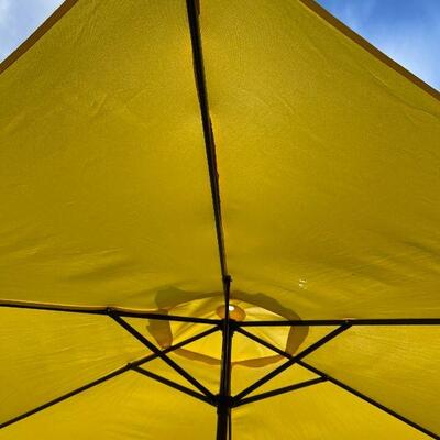 224: Metal and Glass outdoor Table and Chairs and Umbrella