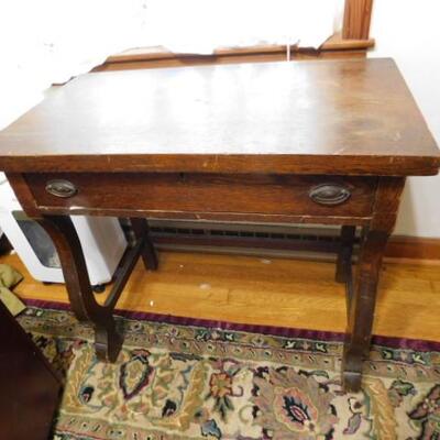 Vintage Solid Wood Writing Table with Drawer 33