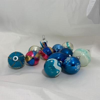 (150) Vintage | Twelve Blue Christmas Ornaments