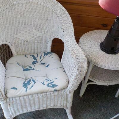 Wicker Chair and coffee table.