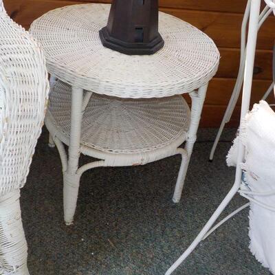 Wicker Chair and coffee table.