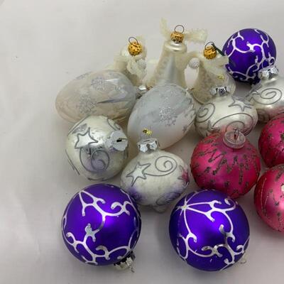 (162) Sixteen Pink, White & Purple Ornaments