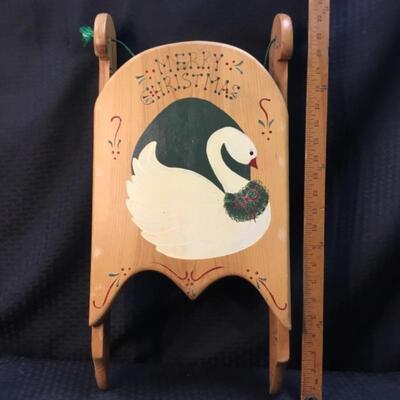 Hand Painted Wooden Hanging Christmas Sled by J.D.I.