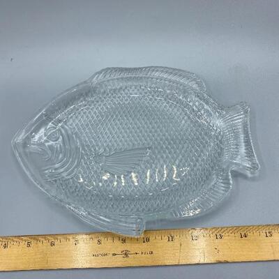 Clear Glass Fish Serving Plate