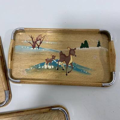 (170) Three Vintage Nesting Deer Trays
