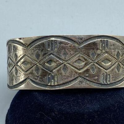 Vintage Old Pawn Heavy Southwestern Sterling Silver Cuff Bracelet