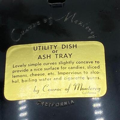 Vintage MCM Couroc of Monterey Owl Utility Dish Ash Tray Trinket Plate