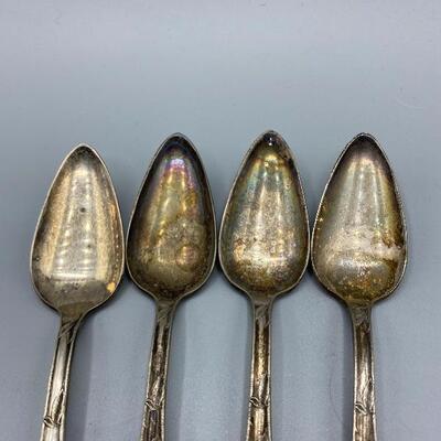 Set of 4 Vintage Antique Grapefruit Spoons Citrus Design Handles Silverplate