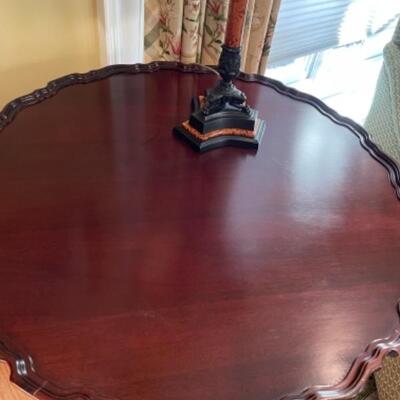 Round wood side table