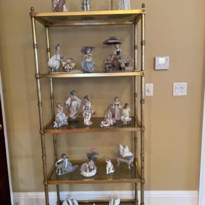 Brass and glass five tiered shelf