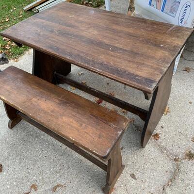 Vintage Child's Table and 2 Benches