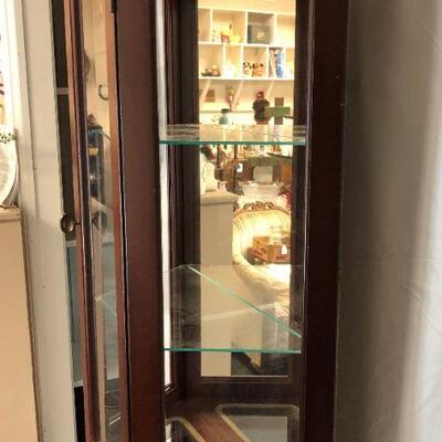 Wood and Glass Lighted Curio Cabinet LOCAL PICKUP ONLY