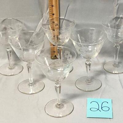 Floral Etched Wine Stems