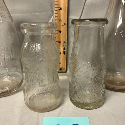 4 Clear Glass Milk Bottles