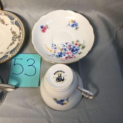 Royal Doulton and Regency Cups and Saucers