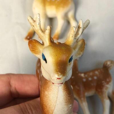 3 Vintage Plastic Reindeer