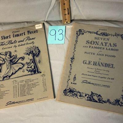 2 Piano and Flute Sheet Music Books
