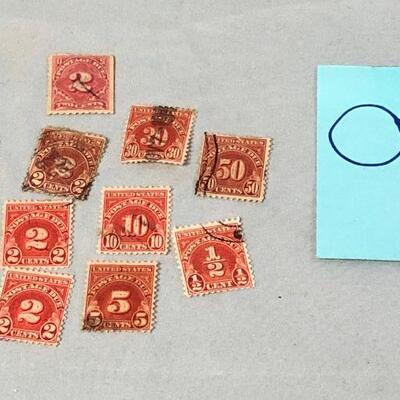 Vintage Red Postage Due Stamps