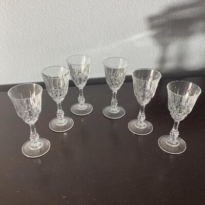 6 Crystal Short Stem Wine Glasses