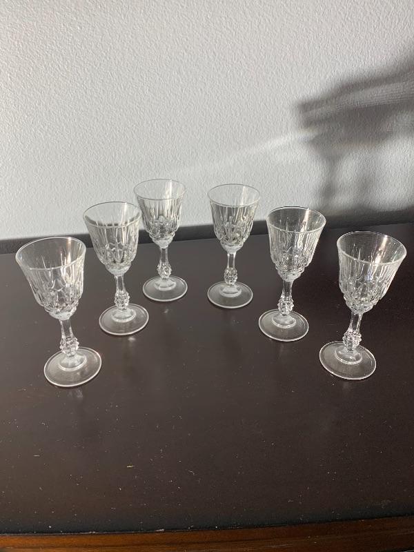 6 Crystal Short Stem Wine Glasses