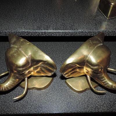 SOLID BRASS ELEPHANT BOOKENDS
