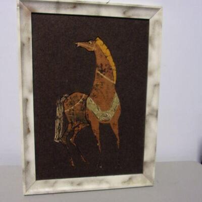 Lot 94 - Layered Fabric Horse Art Deco Picture