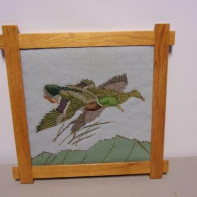Lot 101 -Needlework Framed Art Flying Ducks 