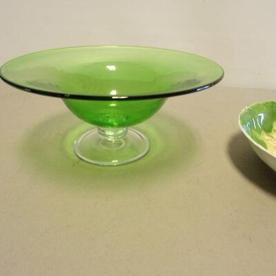 Lot 134 - Green Candy Dish & Porcelain China Bowl