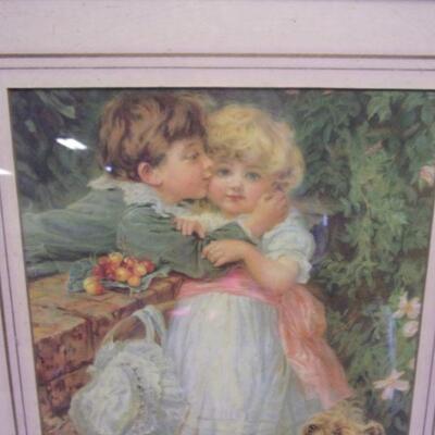 Lot 142 - Framed Art Picture Boy Kiss Girl - Pears
