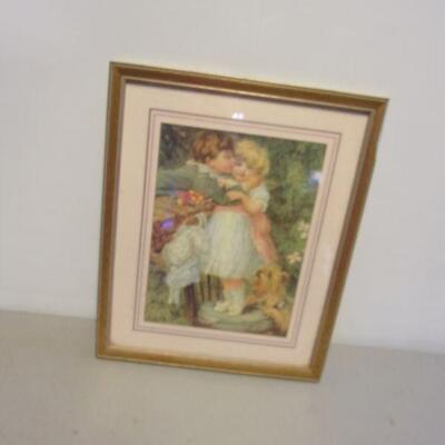Lot 142 - Framed Art Picture Boy Kiss Girl - Pears
