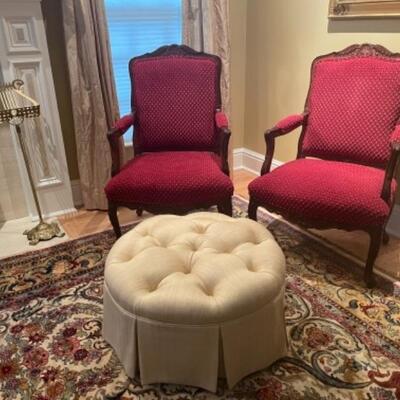Two Sherrill freshly upholstered red armchairs