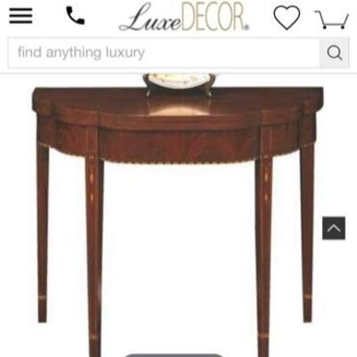 Henkel-Harris inlaid wood demilune folding table