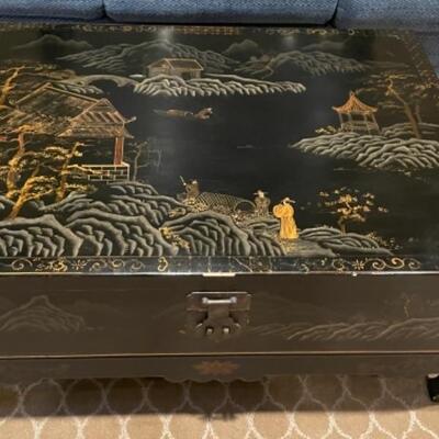 Chinoiserie coffee table with storage