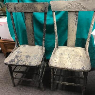 2 extremely distresses dining chairs - good for craft project or garden decor