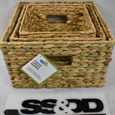 Honey Can Do Durable Nesting Water Hyacinth Baskets, Brown (Set of 3) - New