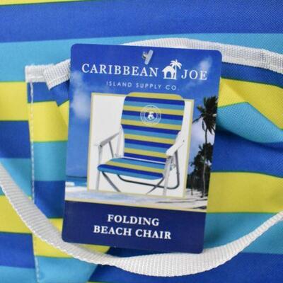 Caribbean Joe Folding Beach Chair - Blue & Yellow Stripes - New