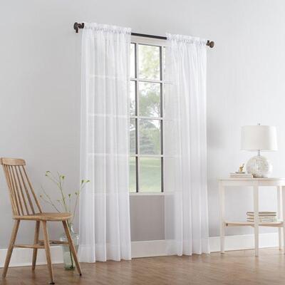 Pair of Mainstays Marjorie Sheer Voile Curtain Panels, white, 59x108