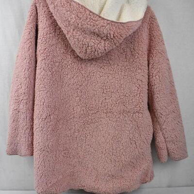 Pink/Cream Reversible Fuzzy Jacket size Large - New