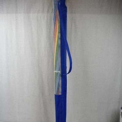 Caribbean Joe Deluxe 8 foot Beach Umbrella, rainbow stripes, storage bag - New