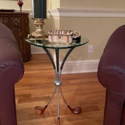 Golfers glass table