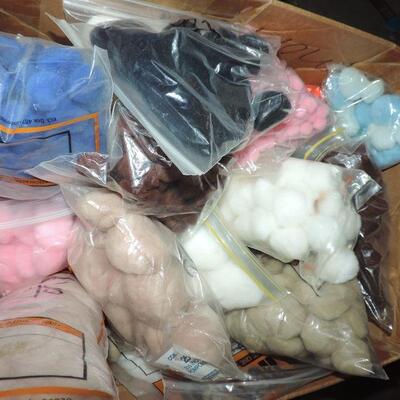 LARGE LOT OF RIBBON AND COTTON BALLS