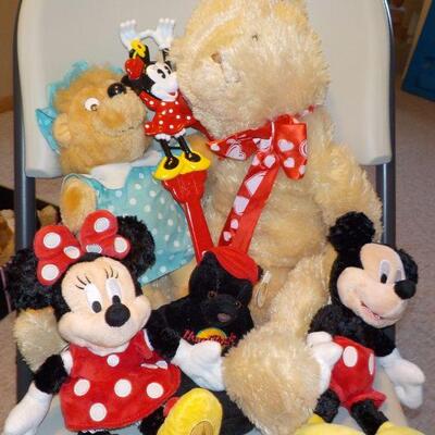 Full circle bears and Mickey plush.